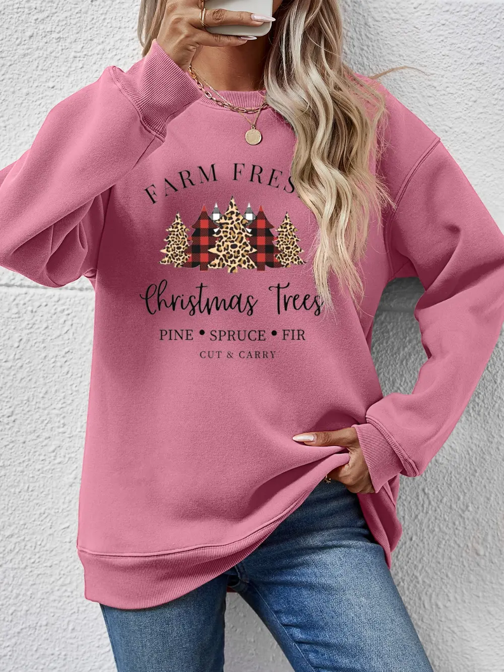 Graphic Round Neck Long Sleeve Sweatshirt, image 11