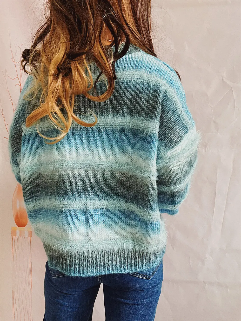 Striped Round Neck Long Sleeve Sweater, image 14