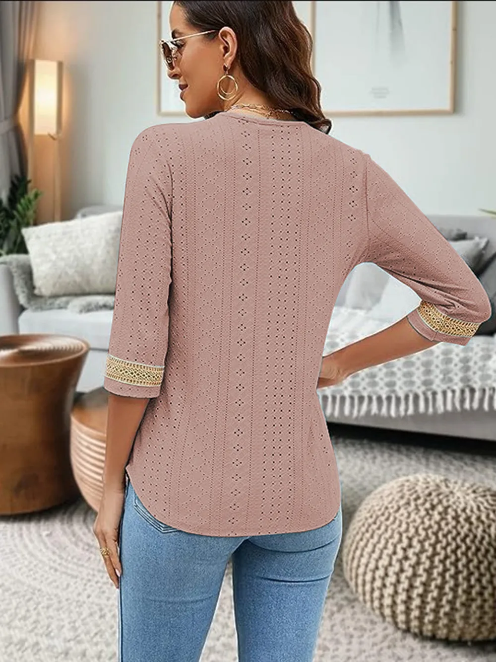 V-Neck Eyelet Blouse, image 27