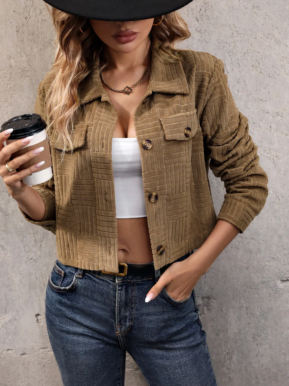 Collared Neck Button Front Jacket, image 2