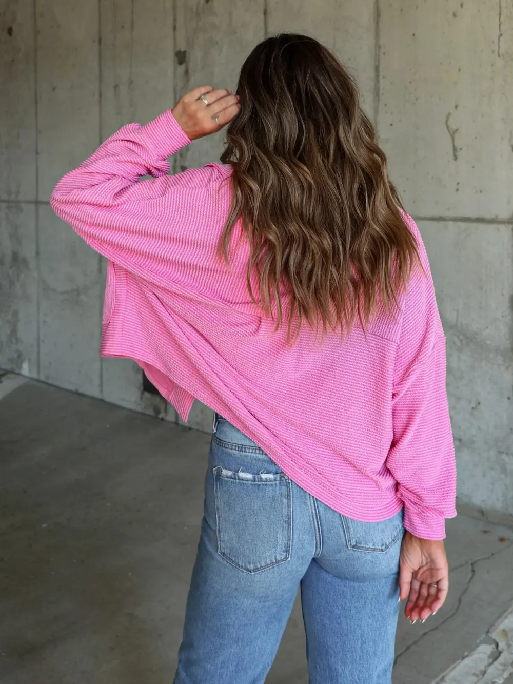 Ribbed Collared Neck Button Up Jacket, image 6