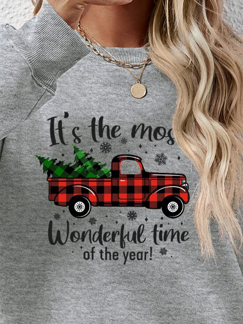 Graphic Round Neck Long Sleeve Sweatshirt, image 8