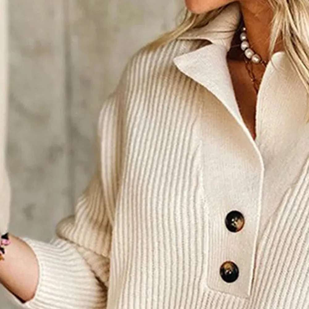 Collared Neck Rib-Knit Top, image 3