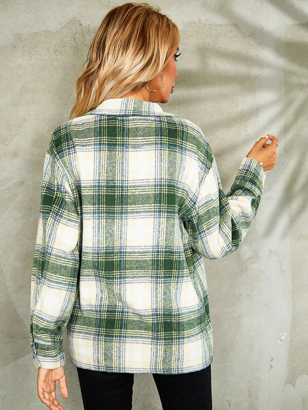 Plaid Button Down Collared Jacket, image 15