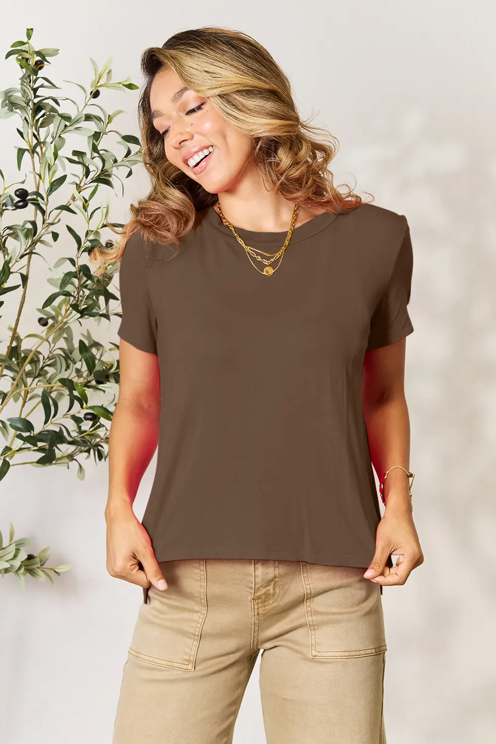 Full Size Round Neck Short Sleeve T-Shirt Plus Size, image 2