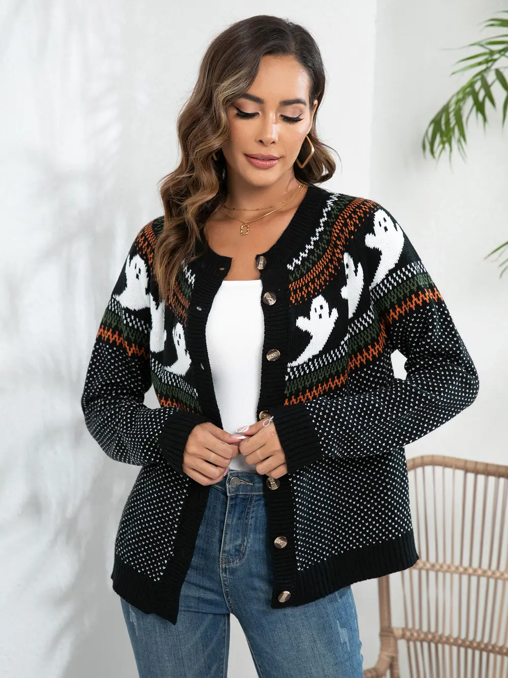 Ghost Button Up Long Sleeve Cardigan, image 5