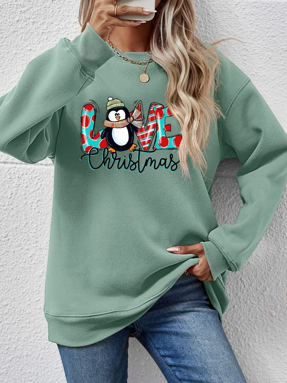 LIVE CHRISTMAS Drop Shoulder Round Neck Sweatshirt, image 13