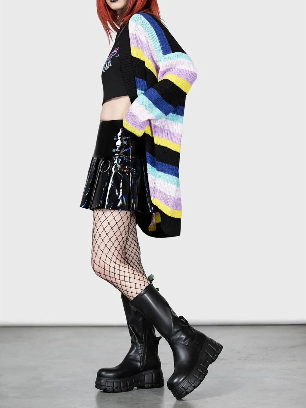 Striped Open Front Long Sleeve Cardigan, image 3