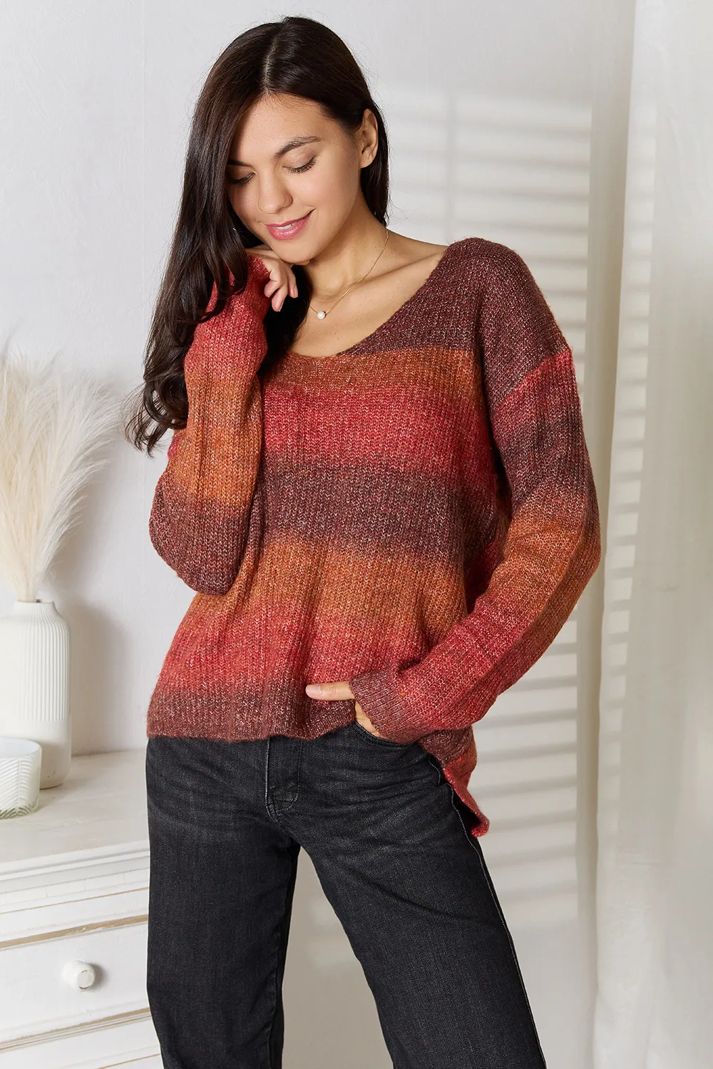 Gradient V-Neck Sweater, image 3