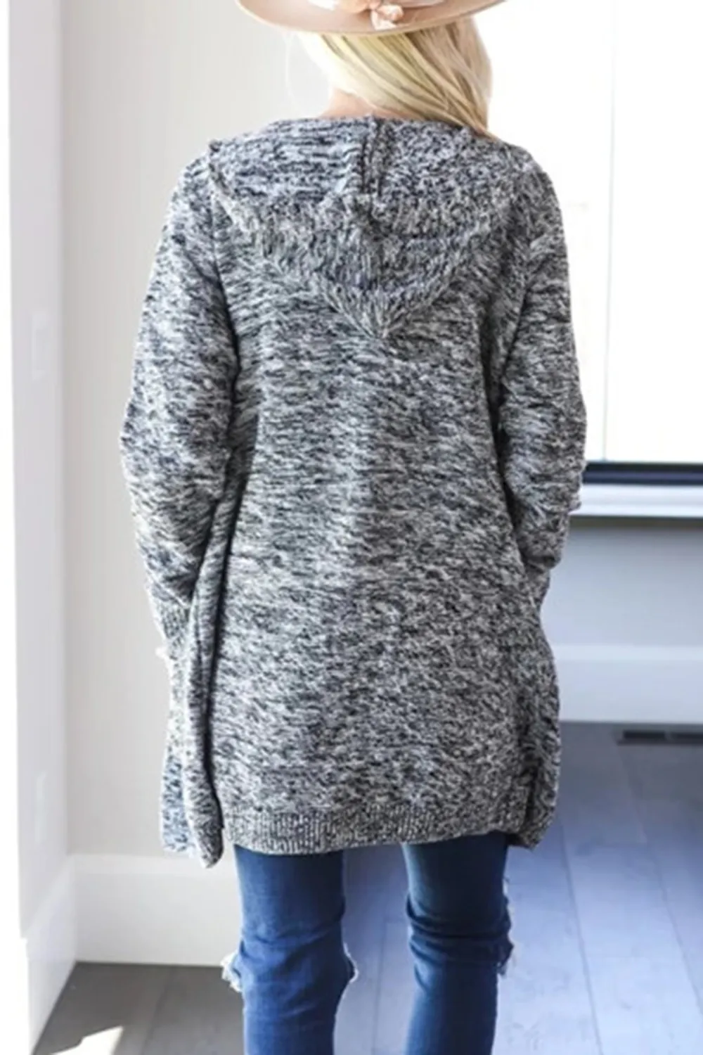 Heathered Open Front Cardigan with Pockets, image 9