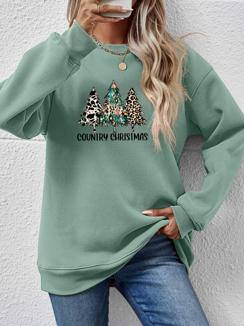 Graphic Round Neck Dropped Shoulder Sweatshirt, image 17