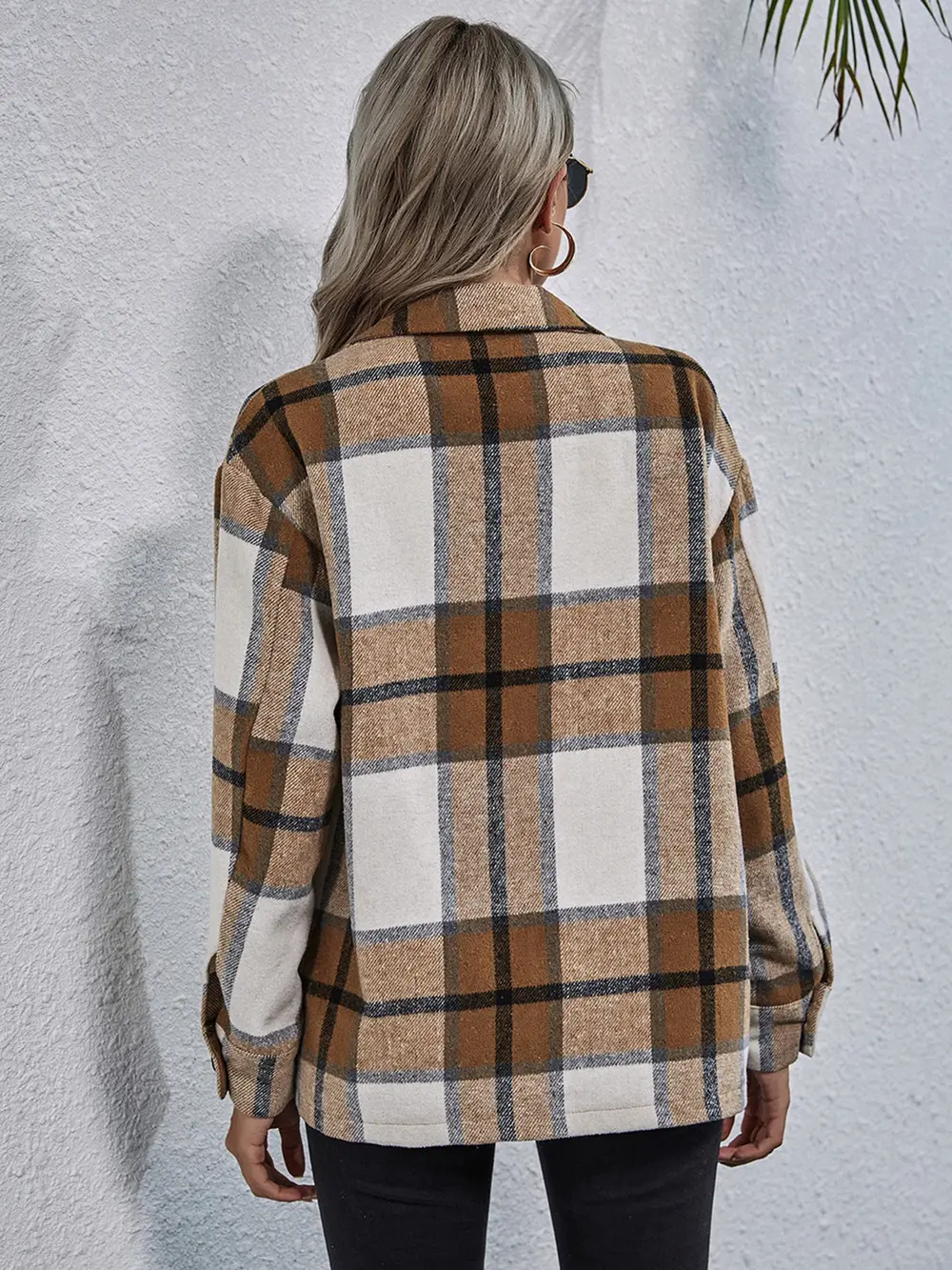 Plaid Button Down Collared Jacket, image 2