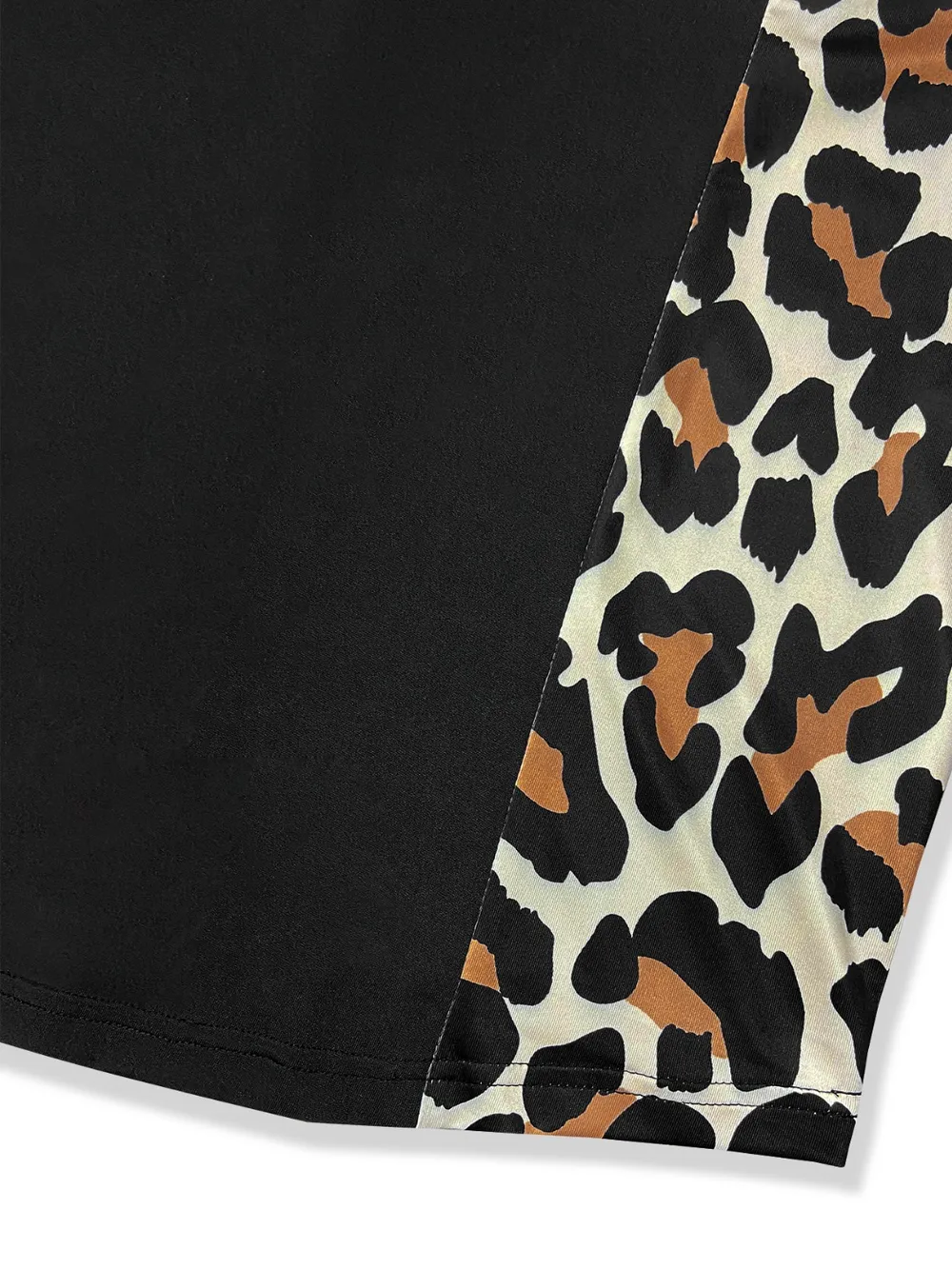 Plus Size Leopard Round Neck Long Sleeve Dress, image 2