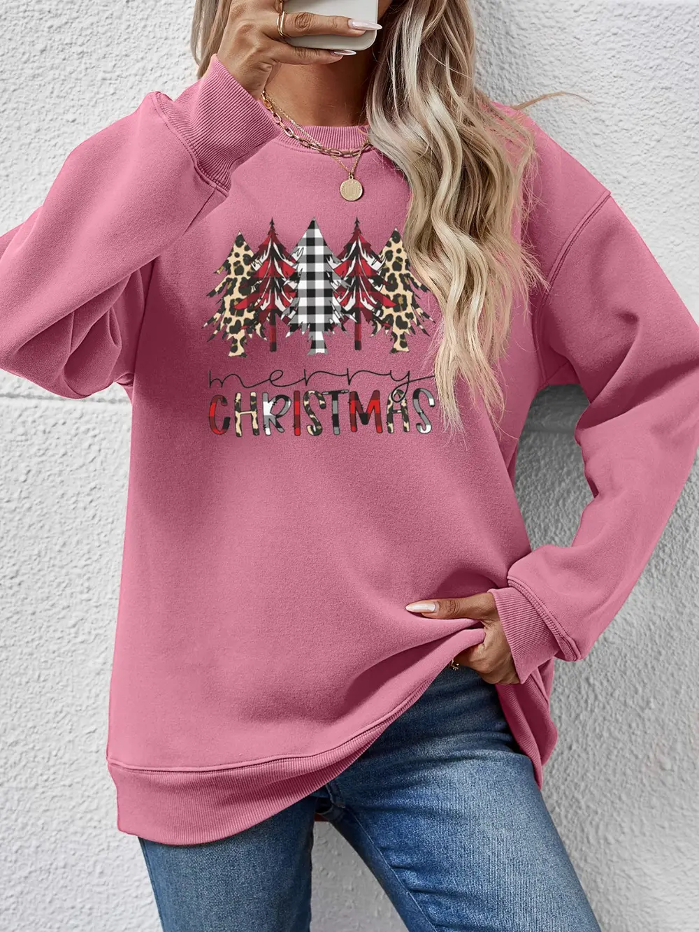 MERRY CHRISTMAS Round Neck Long Sleeve Sweatshirt, image 8