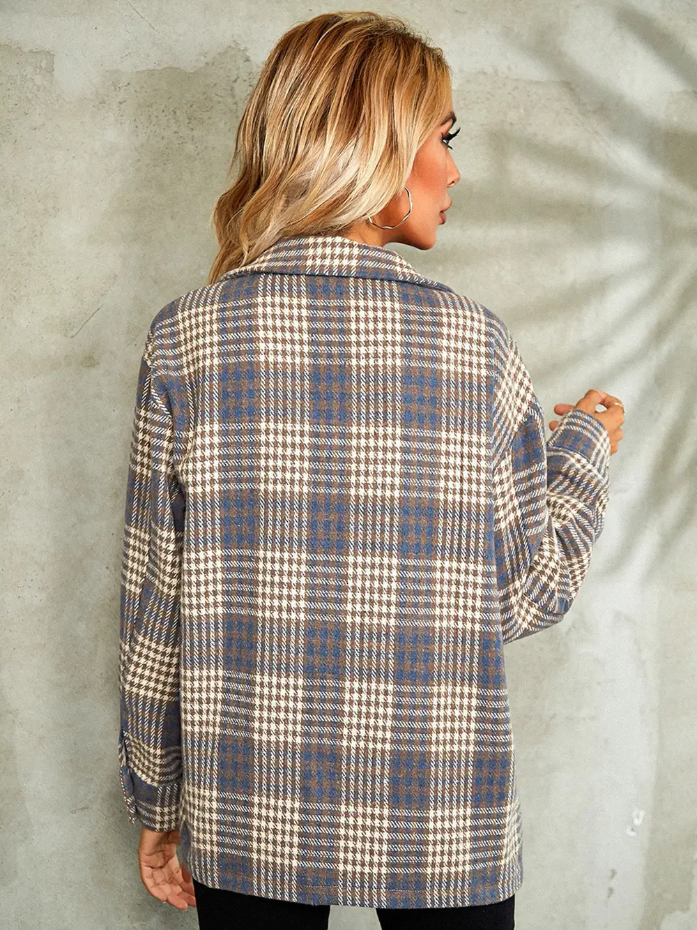Plaid Button Down Collared Jacket, image 12