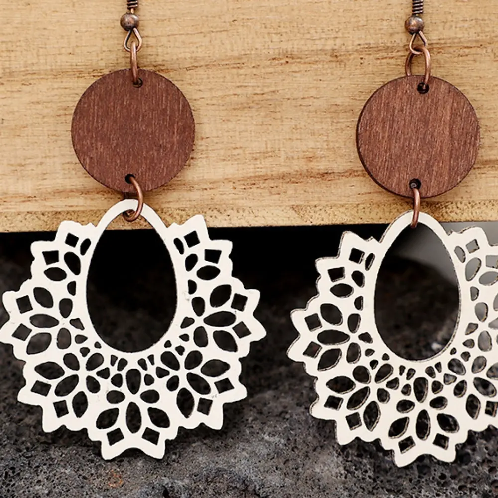 Geometric Cutout Dangle Earrings, image 3