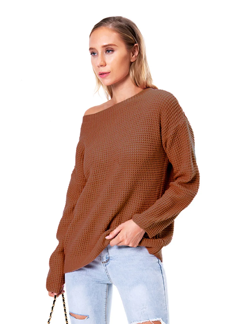 Boat Neck Drop Shoulder Long Sleeve Sweater, image 15