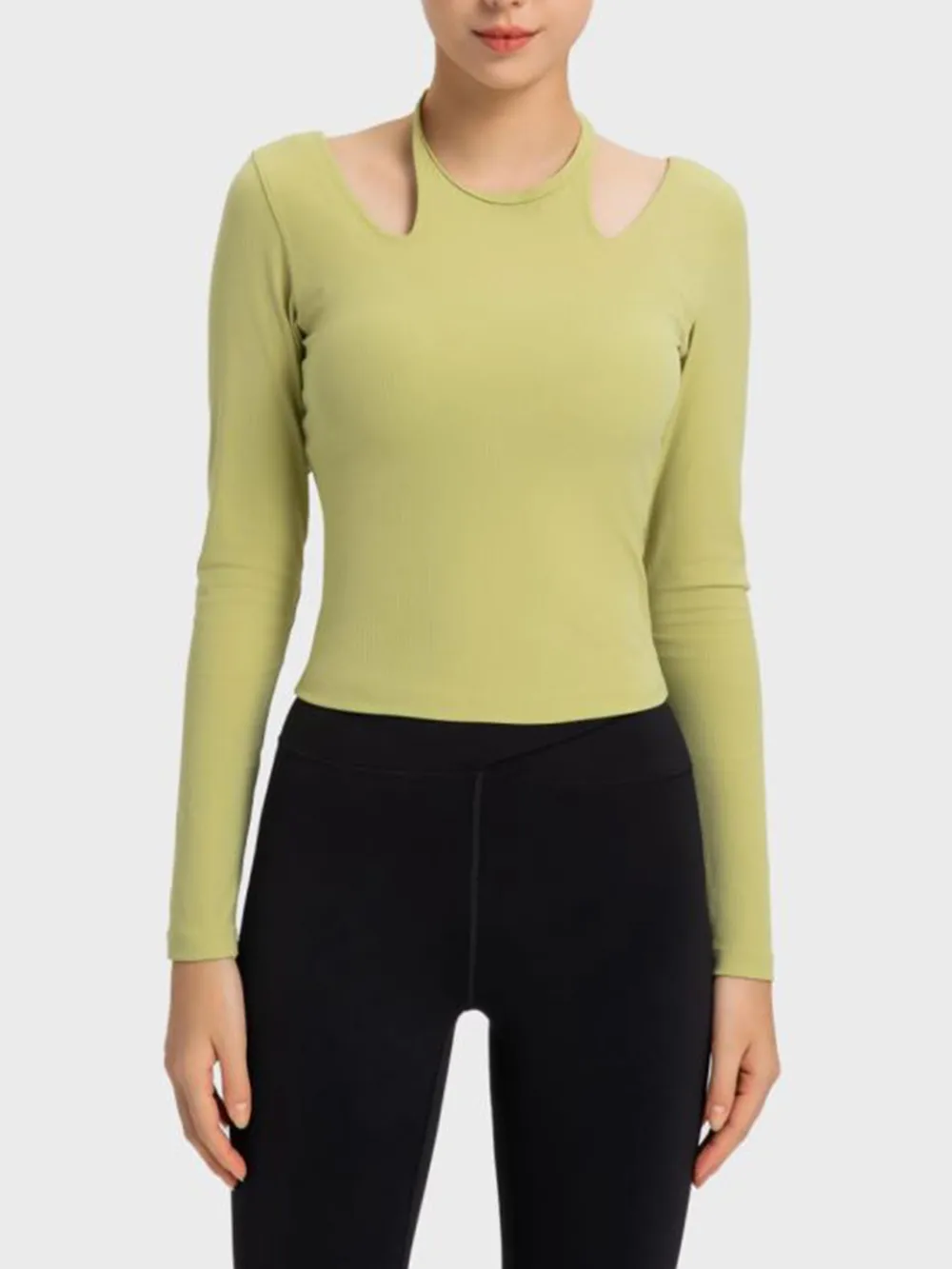 Halter Neck Long Sleeve Sporty Top, image 2