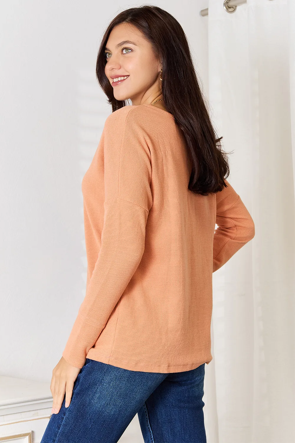 Half Button Long Sleeve Top, image 2