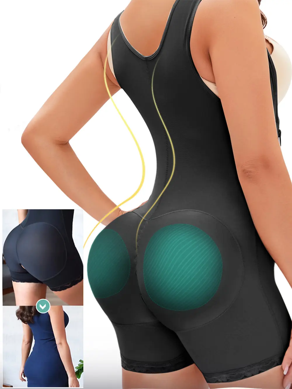 Full Size Side Zip Up Wide Strap Shapewear, image 2