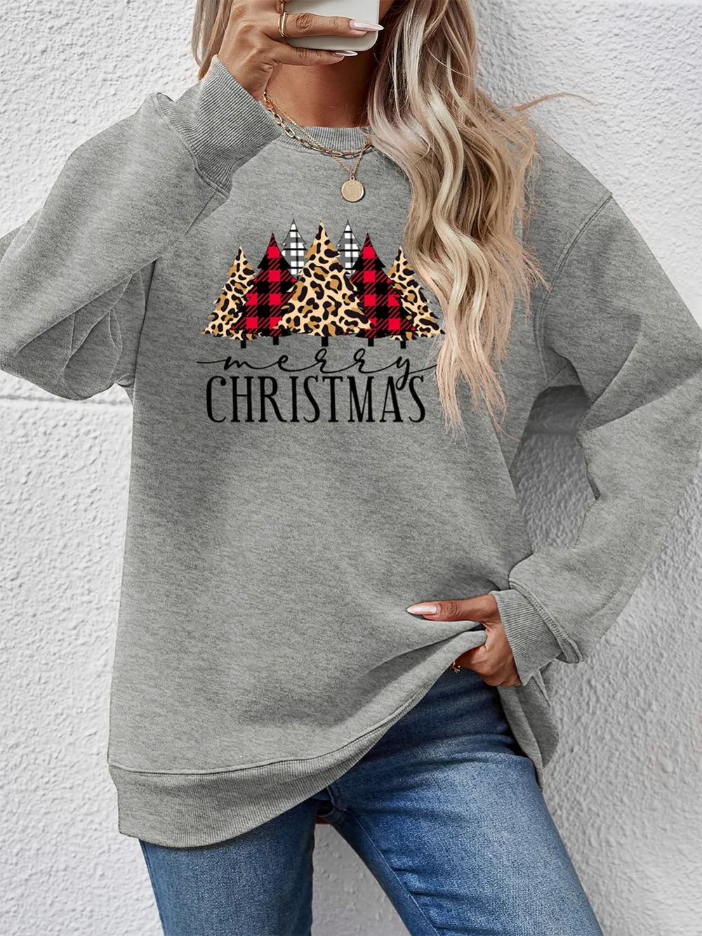 MERRY CHRISTMAS Round Neck Long Sleeve Sweatshirt, image 11