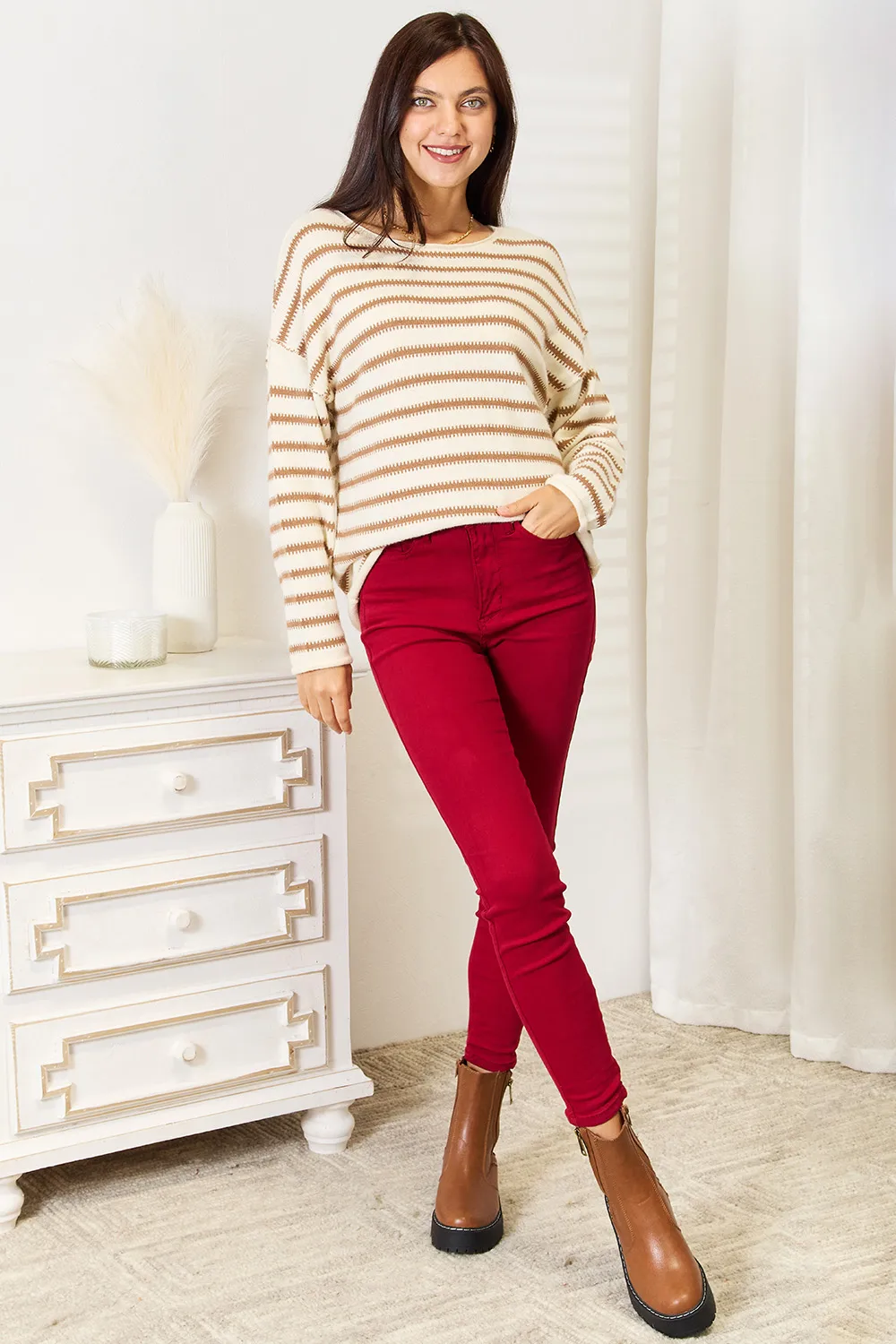 Striped Boat Neck Sweater, image 4