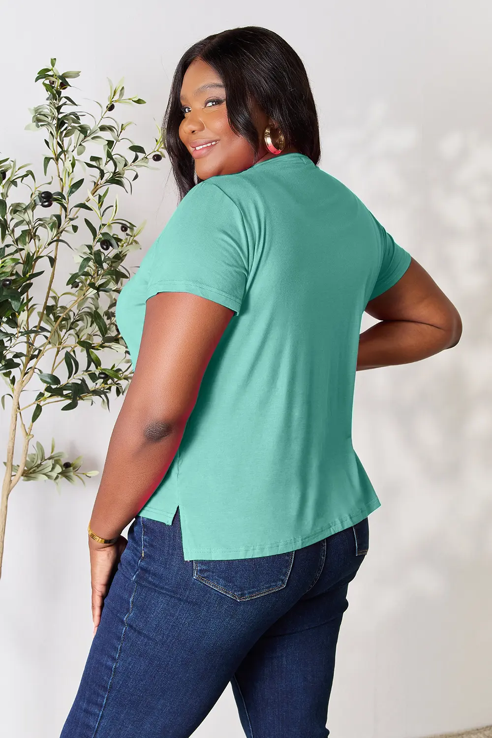 Full Size Round Neck Short Sleeve T-Shirt, image 2