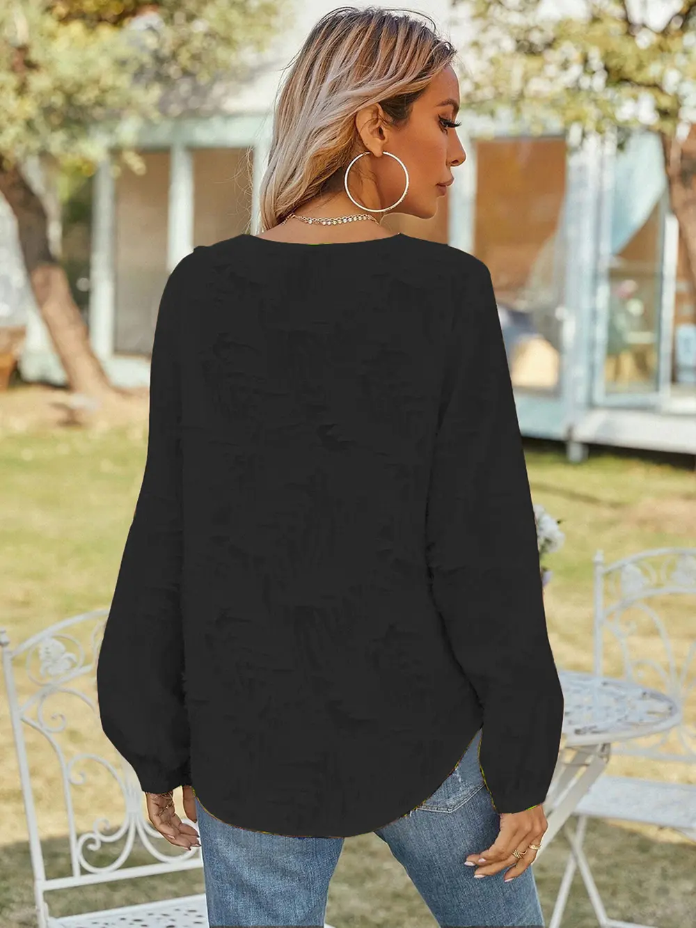 V-Neck Long Sleeve Blouse, image 11
