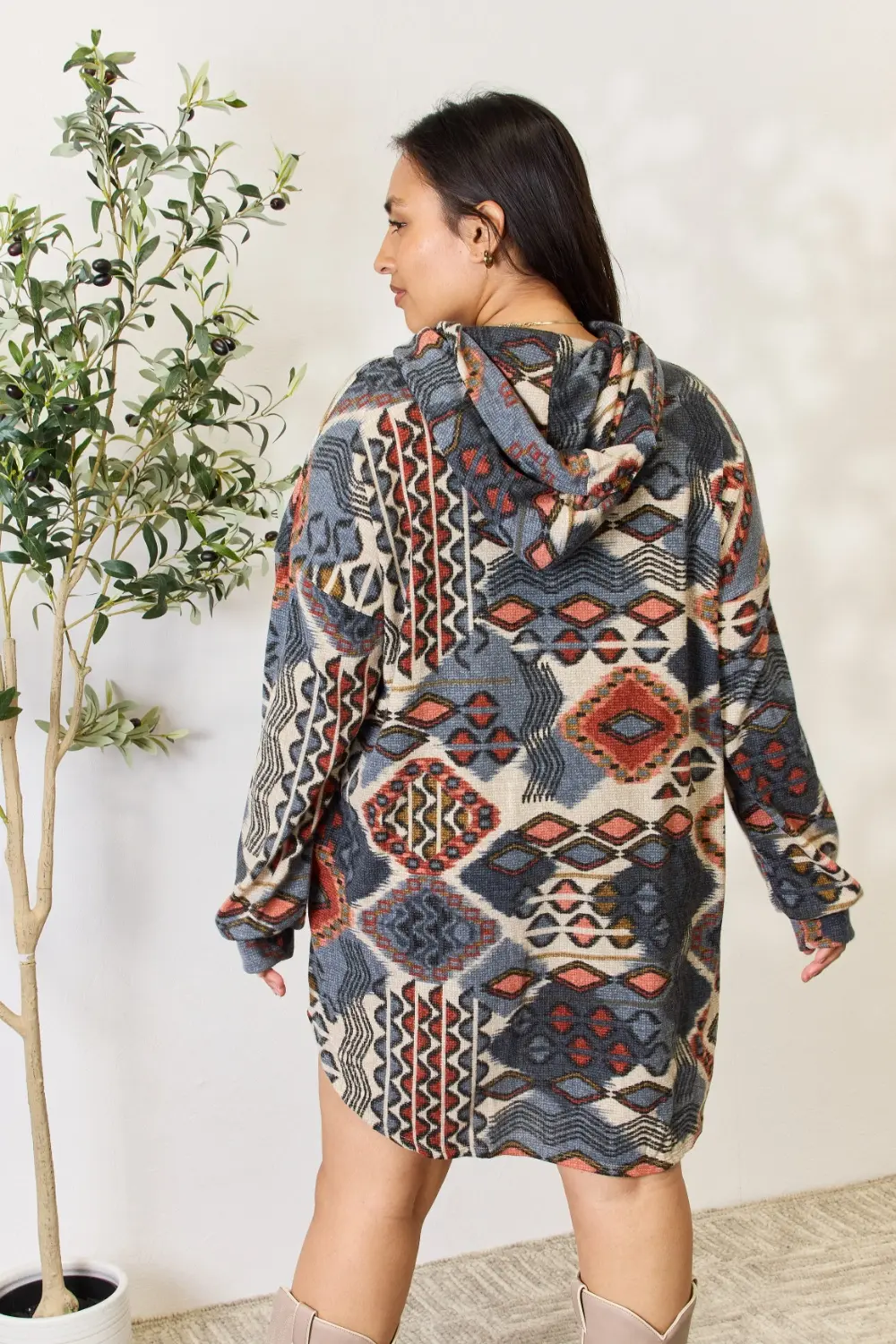 Full Size Printed Button Up Hooded Jacket, image 2