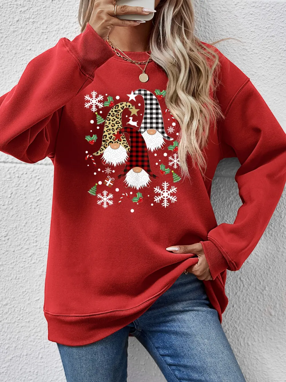 Faceless Gnomes Graphic Drop Shoulder Sweatshirt, image 7