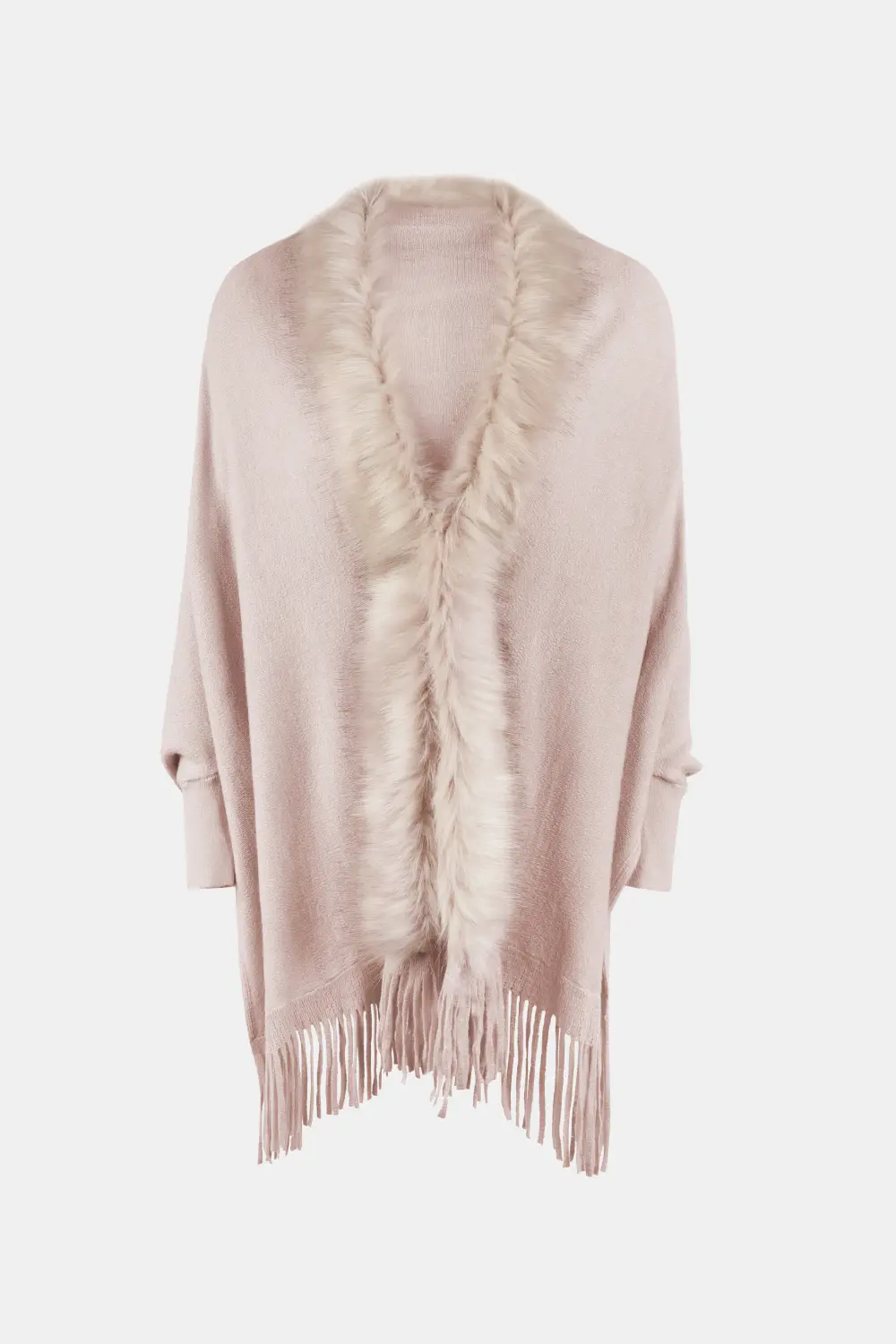 Fringe Open Front Long Sleeve Poncho, image 9