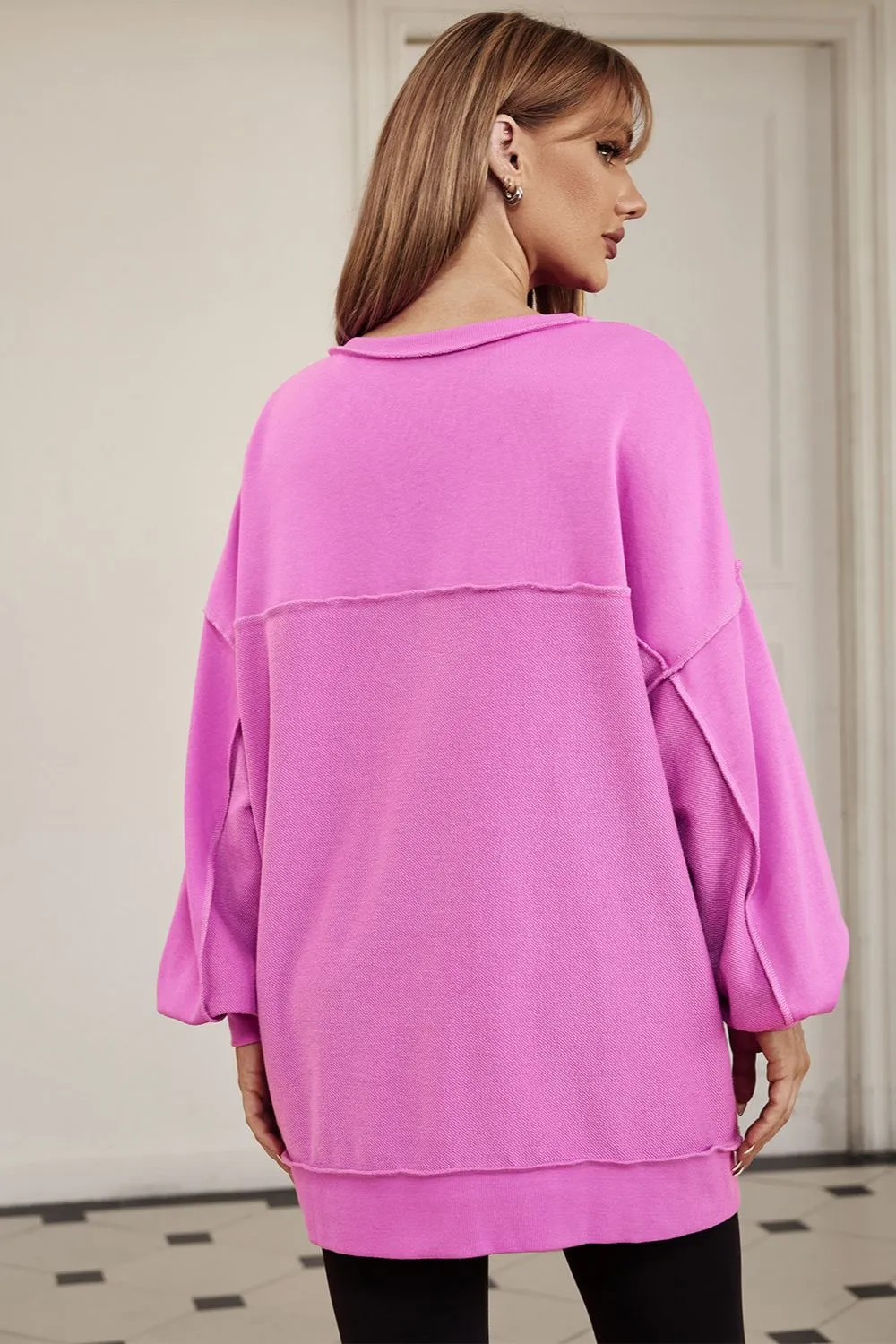 Buttoned Dropped Shoulder Sweatshirt, image 2