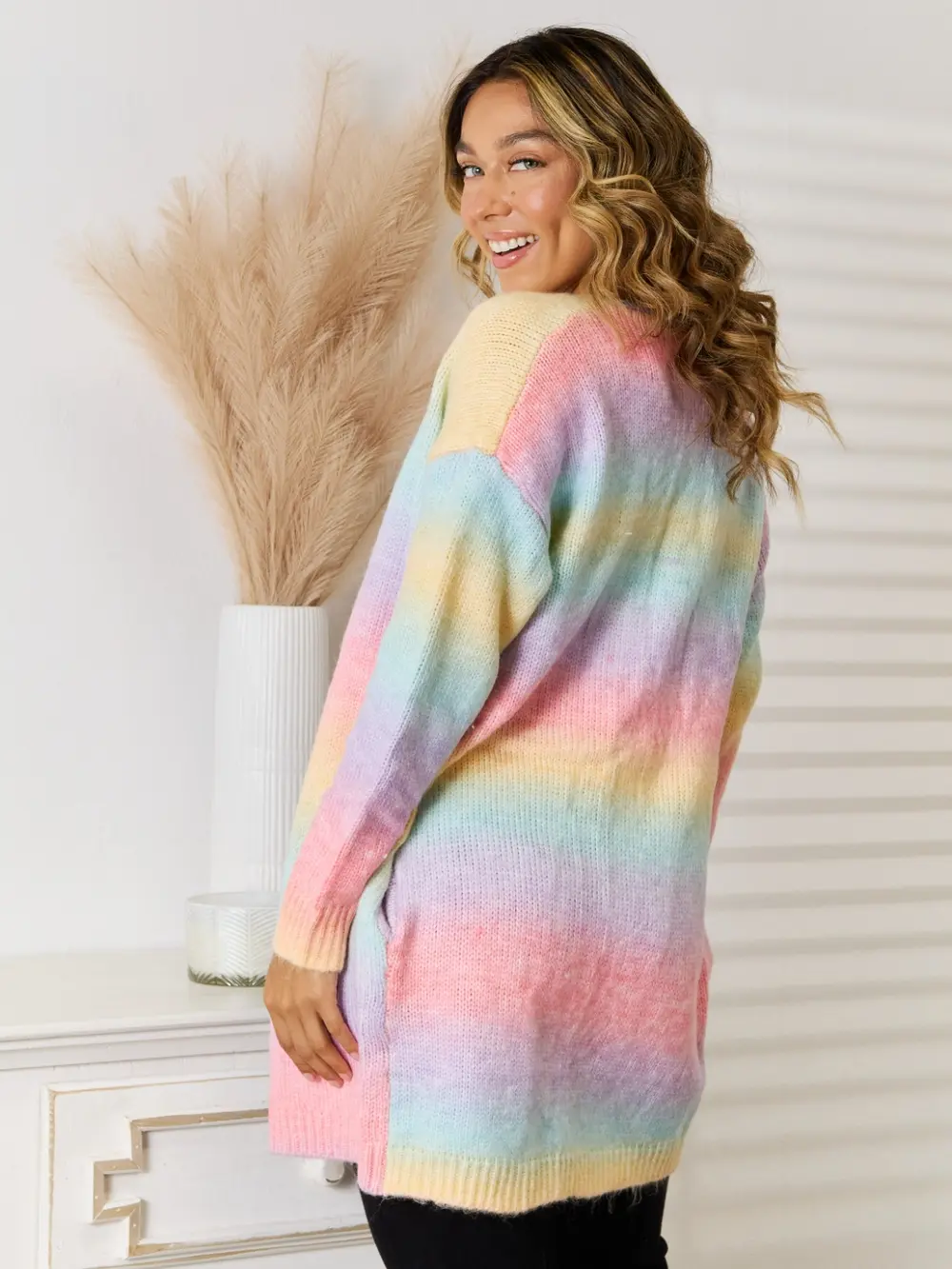 Full Size Gradient Open Front Cardigan, image 2