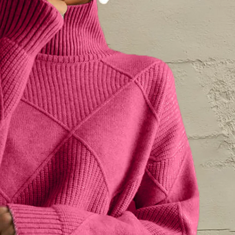 Geometric Turtleneck Long Sleeve Sweater, image 4