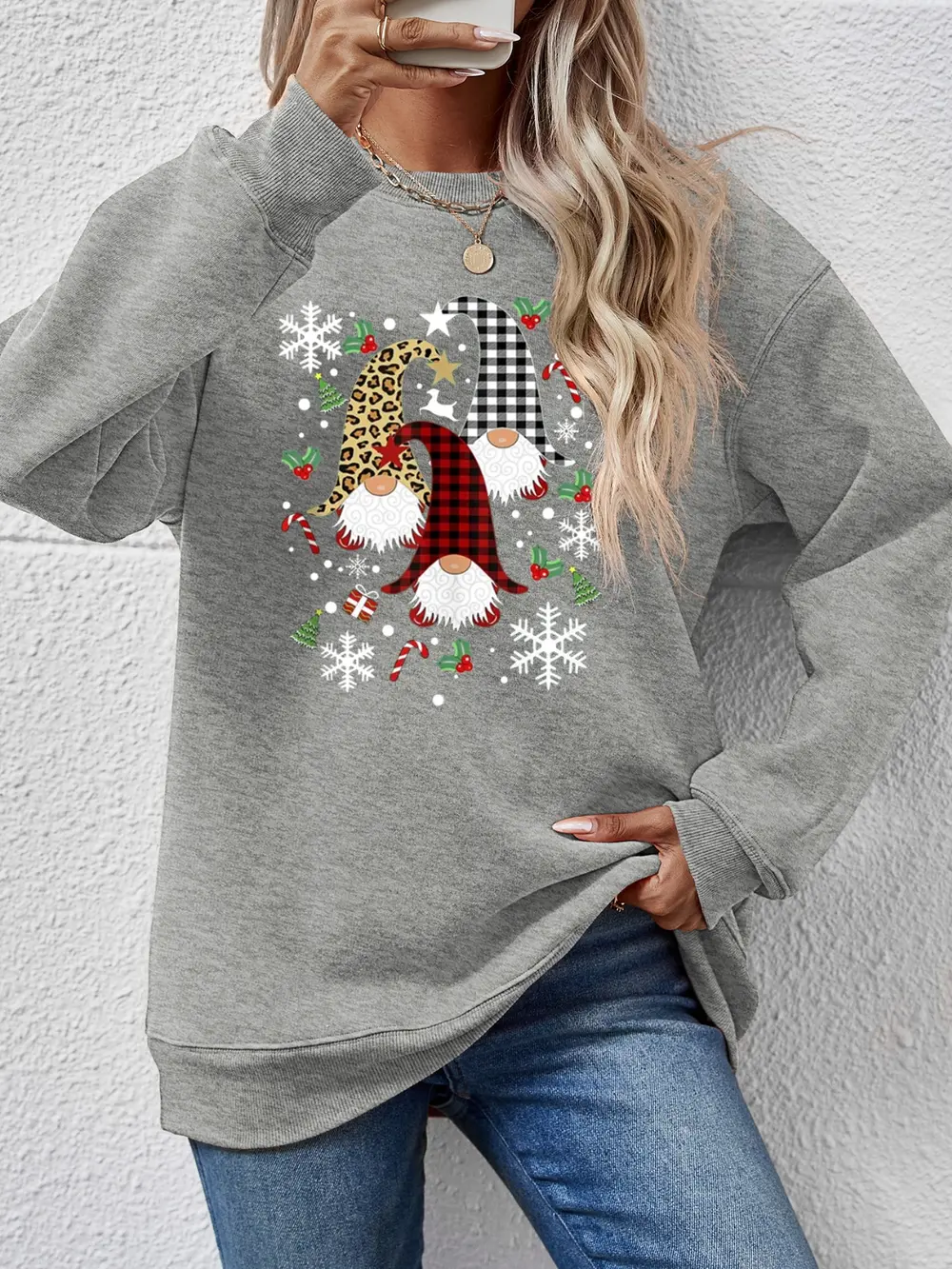Faceless Gnomes Graphic Drop Shoulder Sweatshirt, image 25