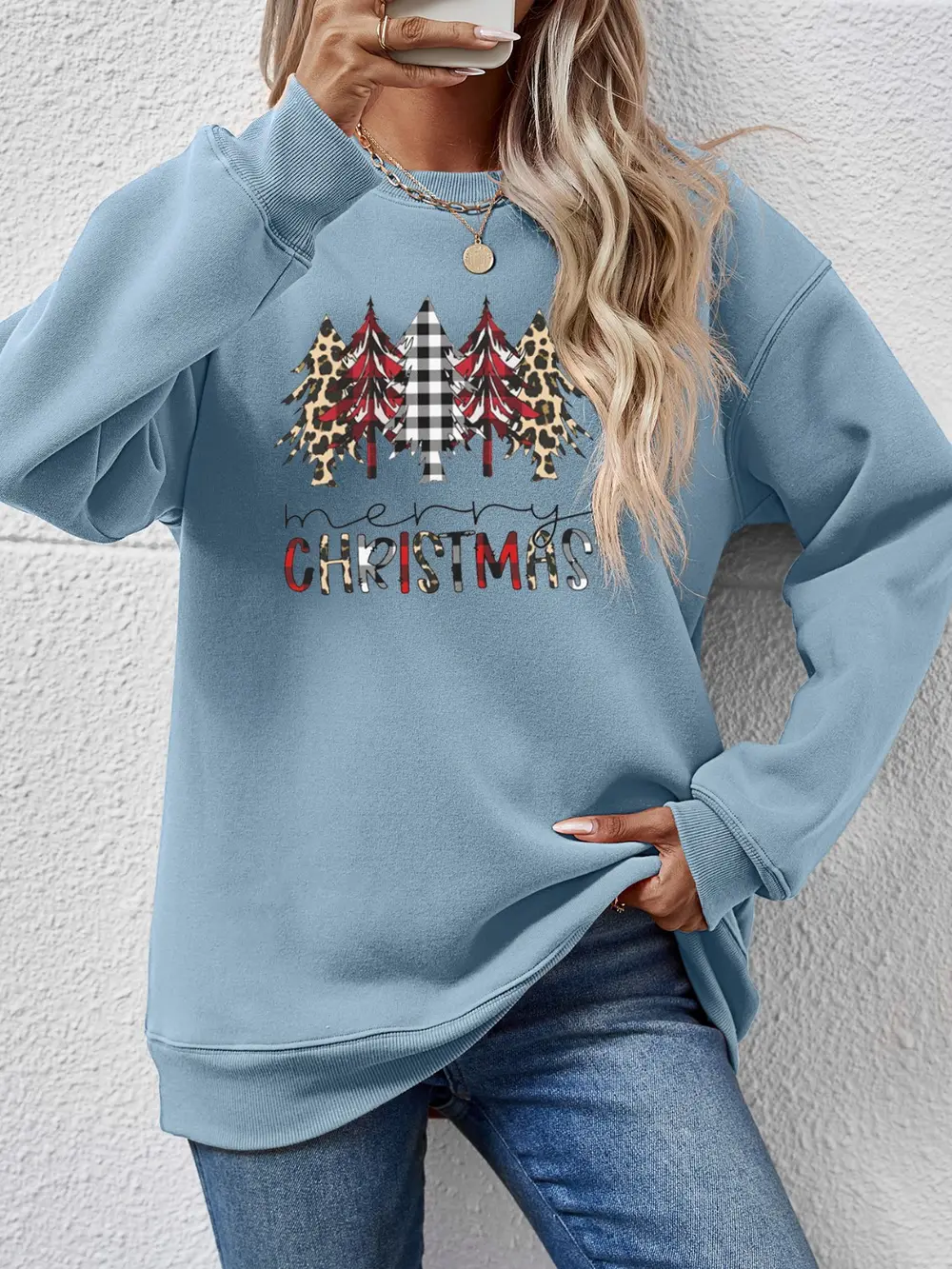 MERRY CHRISTMAS Round Neck Long Sleeve Sweatshirt, image 11