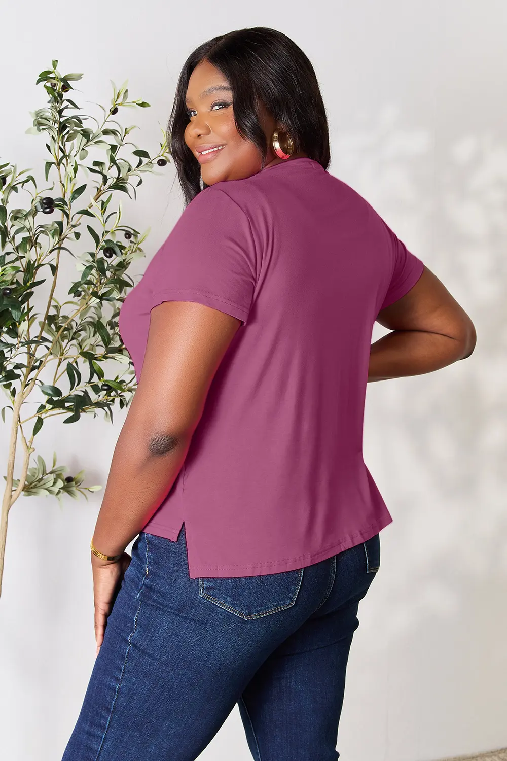 Full Size Round Neck Short Sleeve T-Shirt Plus Size, image 4