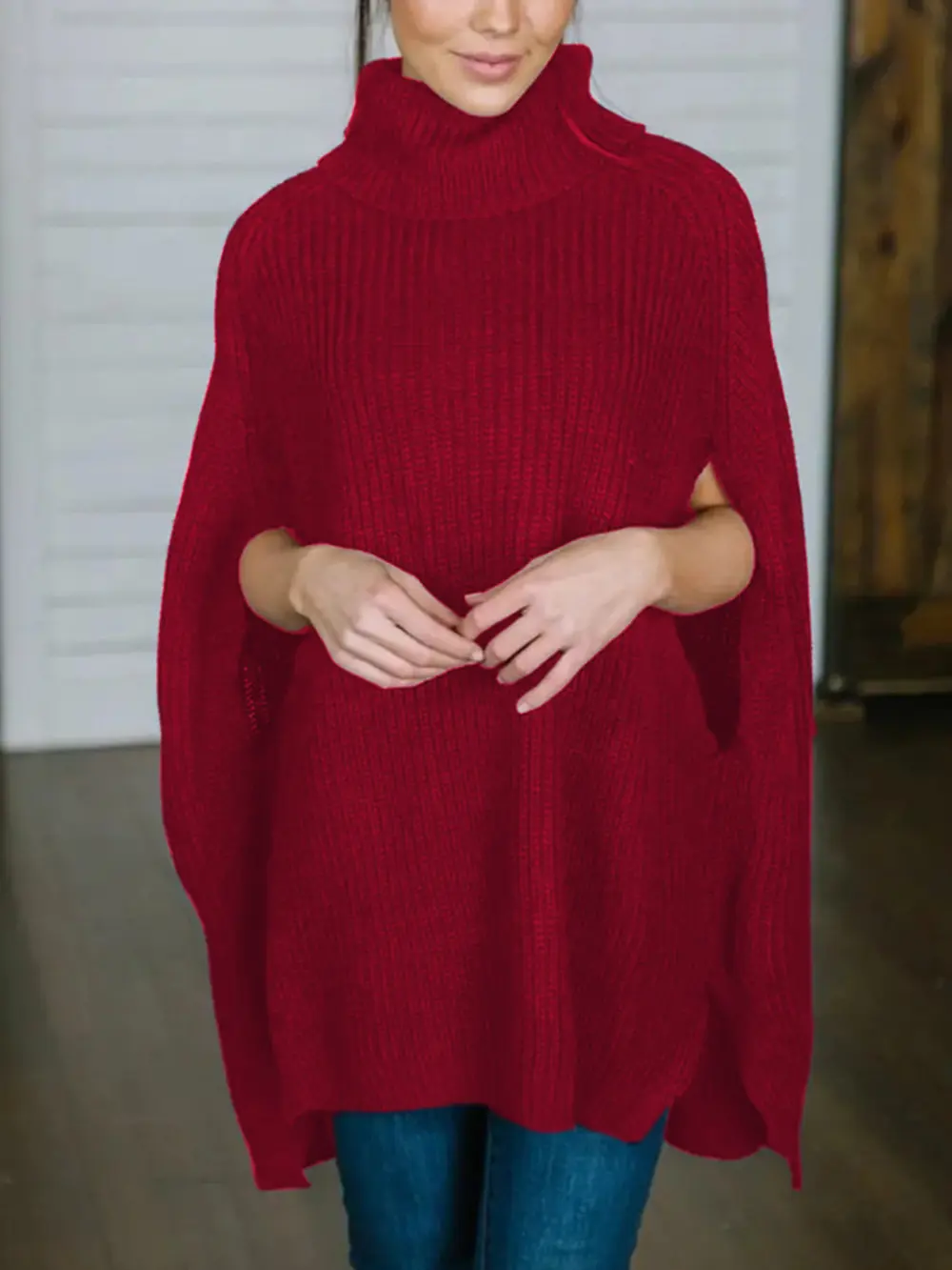 Turtleneck Slit Sweater, image 2