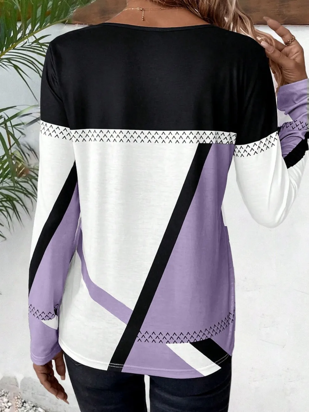 Contrast Round Neck Long Sleeve T-Shirt, image 10