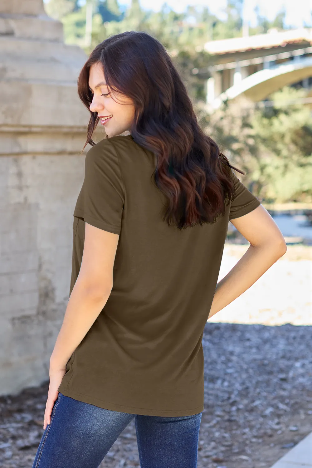 Full Size V-Neck Short Sleeve T-Shirt, image 2