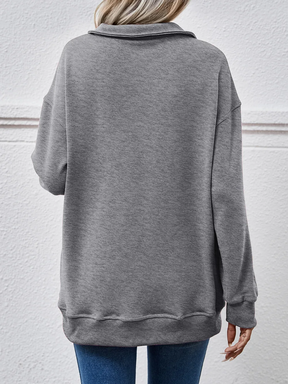 Collared Neck Dropped Shoulder Sweatshirt, image 18