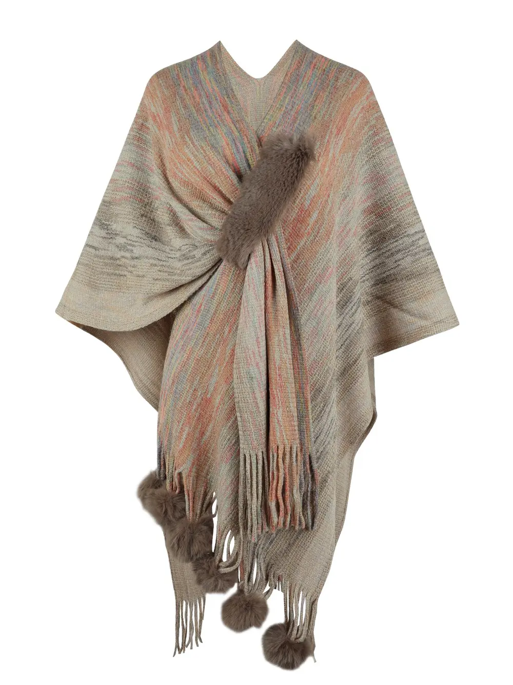 Heathered Fringe Hem Poncho, image 11