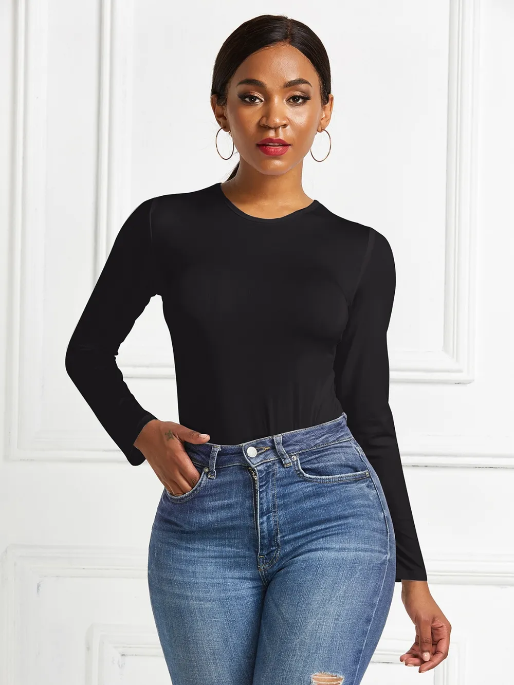 Round Neck Long Sleeve Bodysuit, image 5
