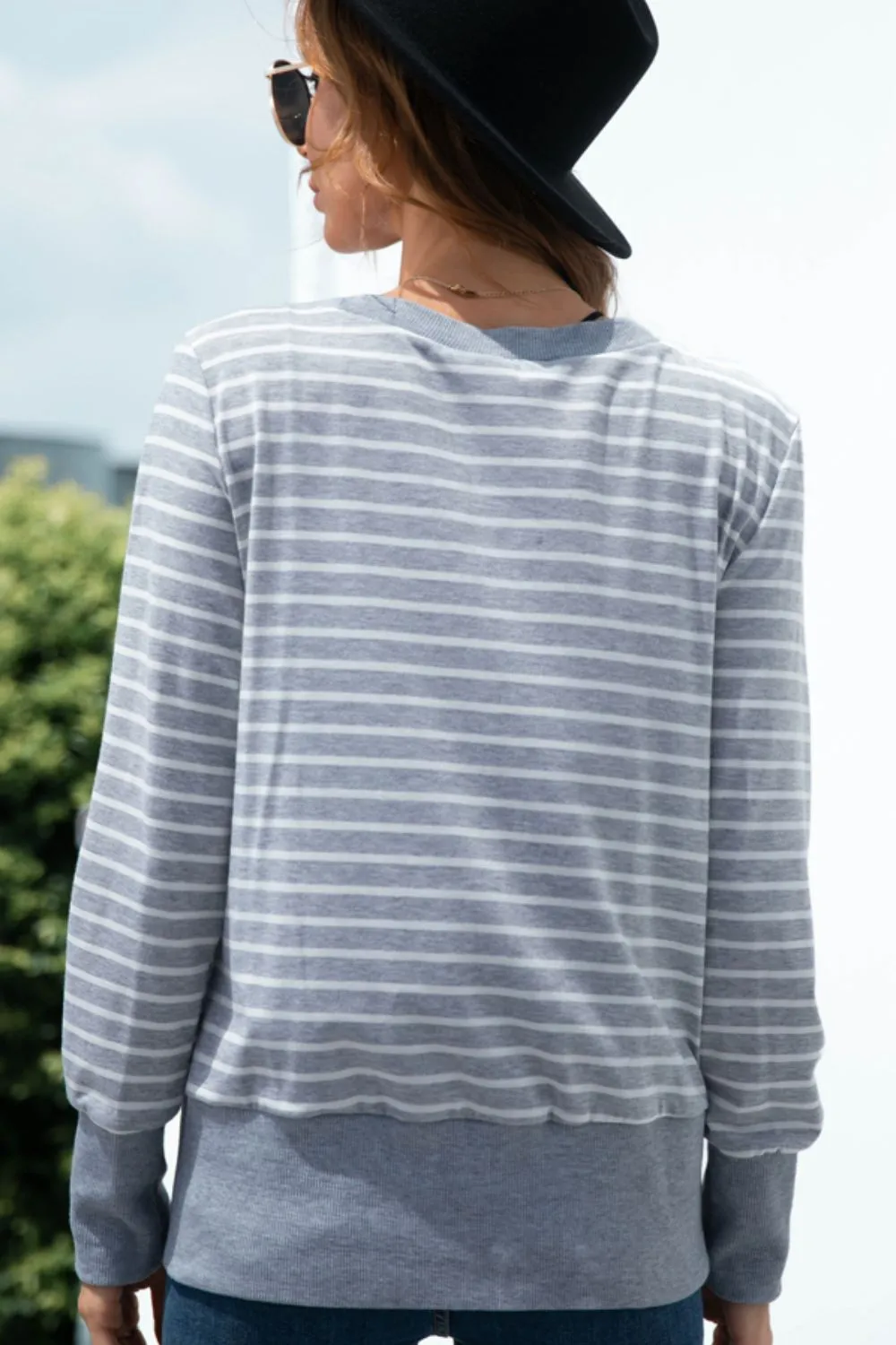 Striped Snap Down Long Sleeve Cardigan, image 3