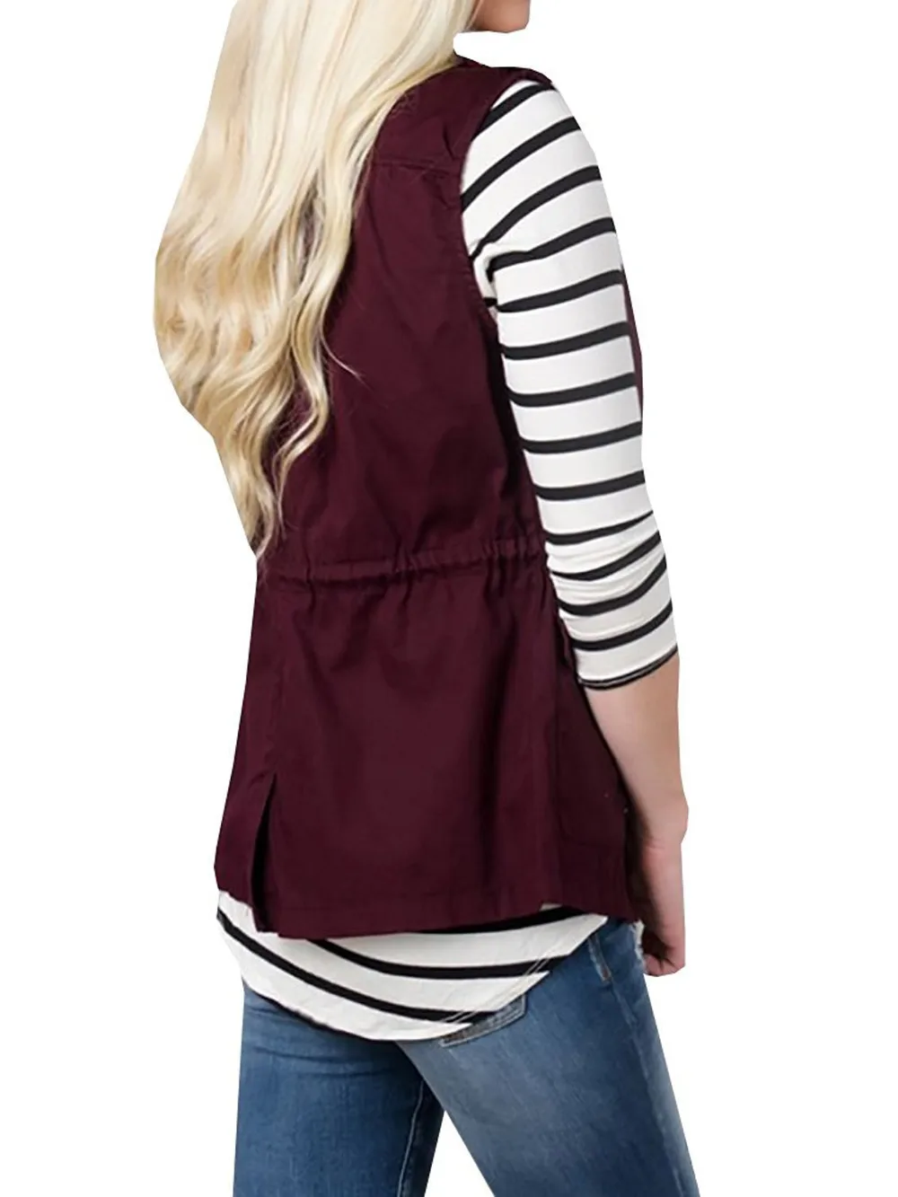 Drawstring Waist Vest with Pockets, image 3