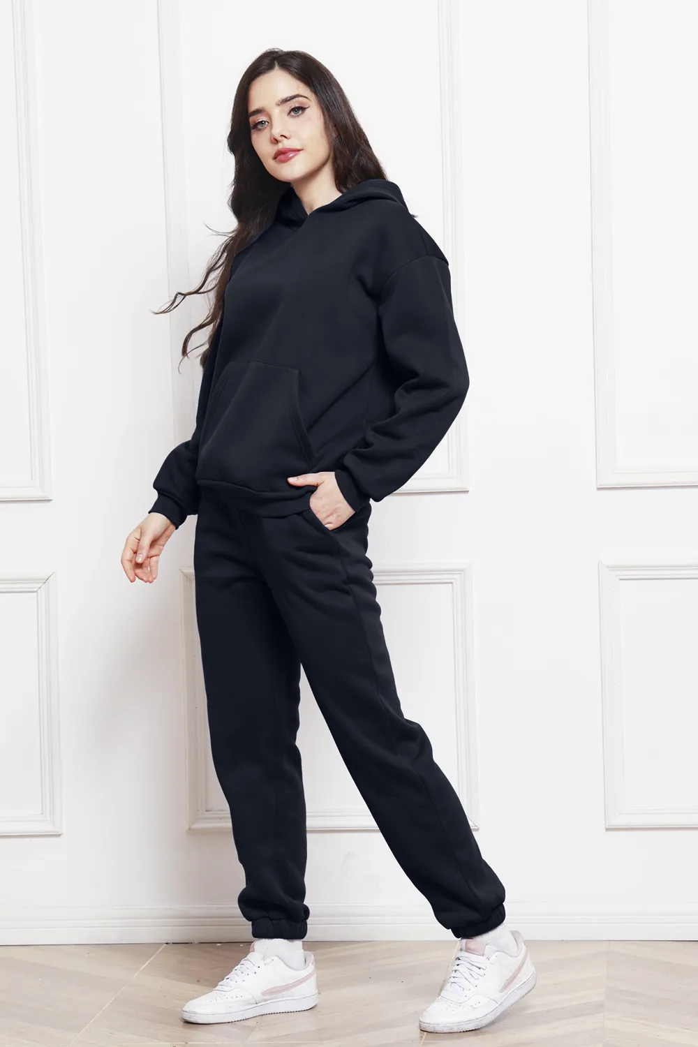 Drop Shoulder Long Sleeve Hoodie and Pants Set, image 5
