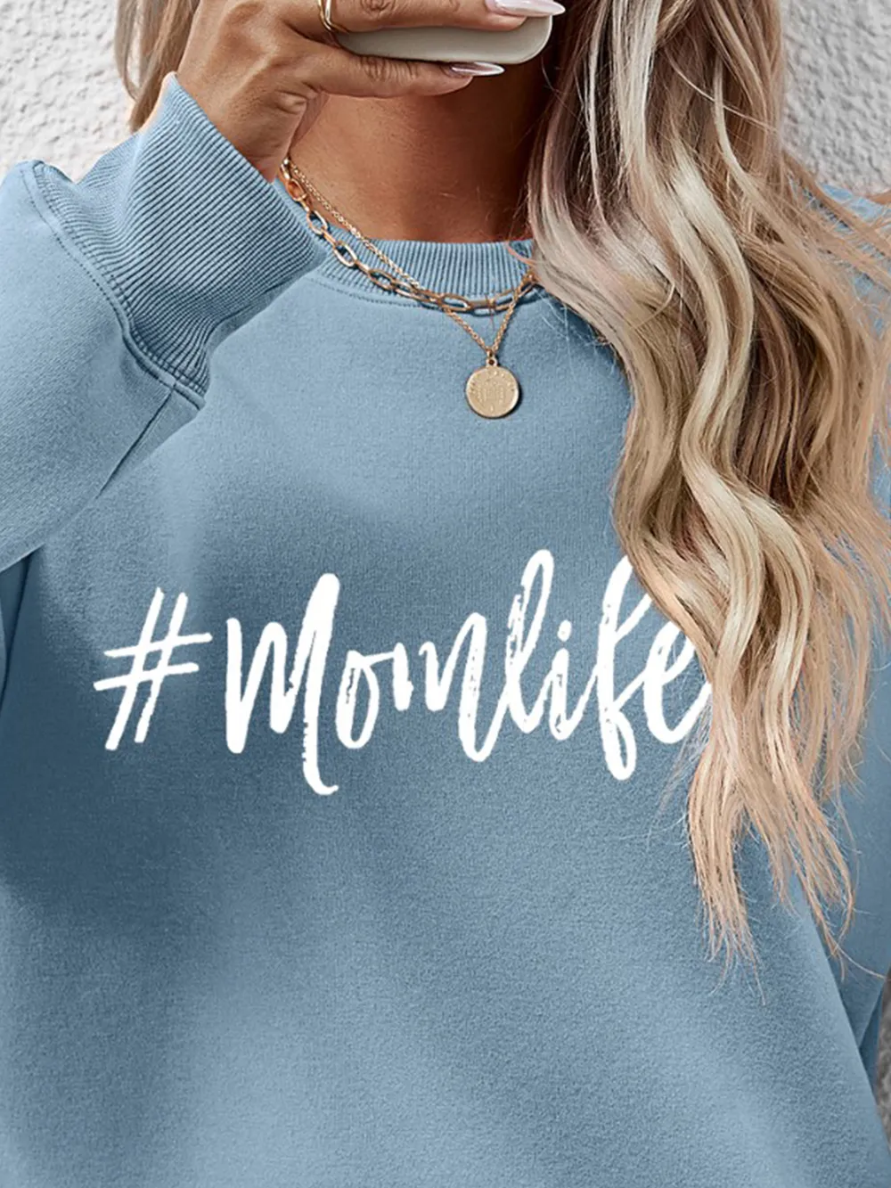 Letter Graphic Round Neck Sweatshirt, image 11