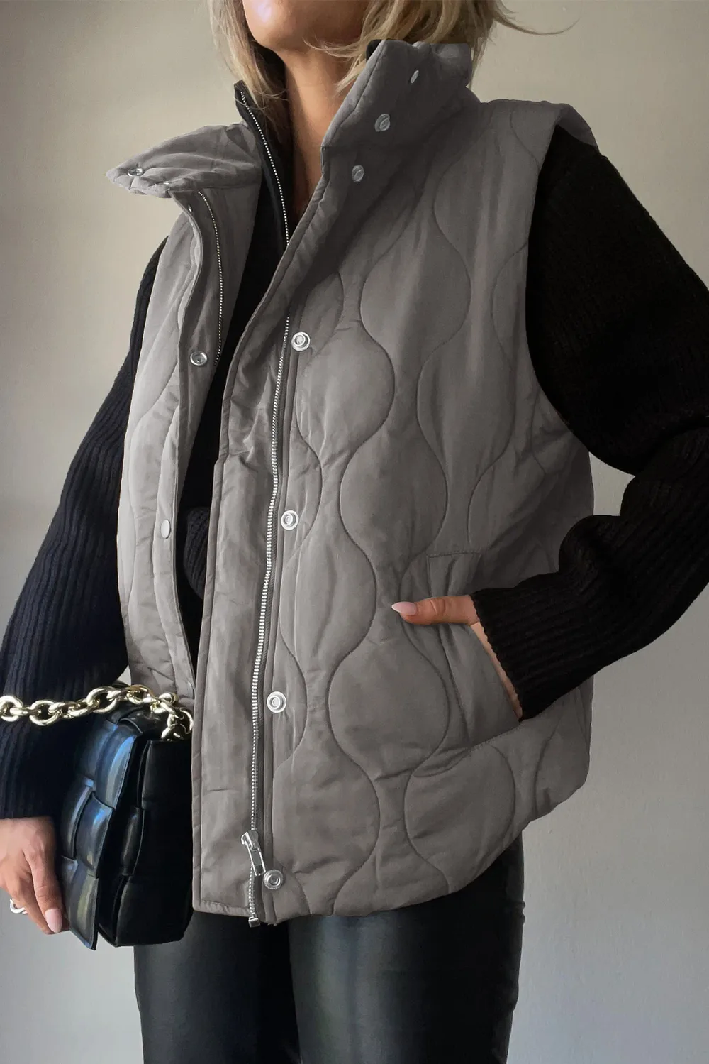 Collared Neck Vest with Pockets, image 7