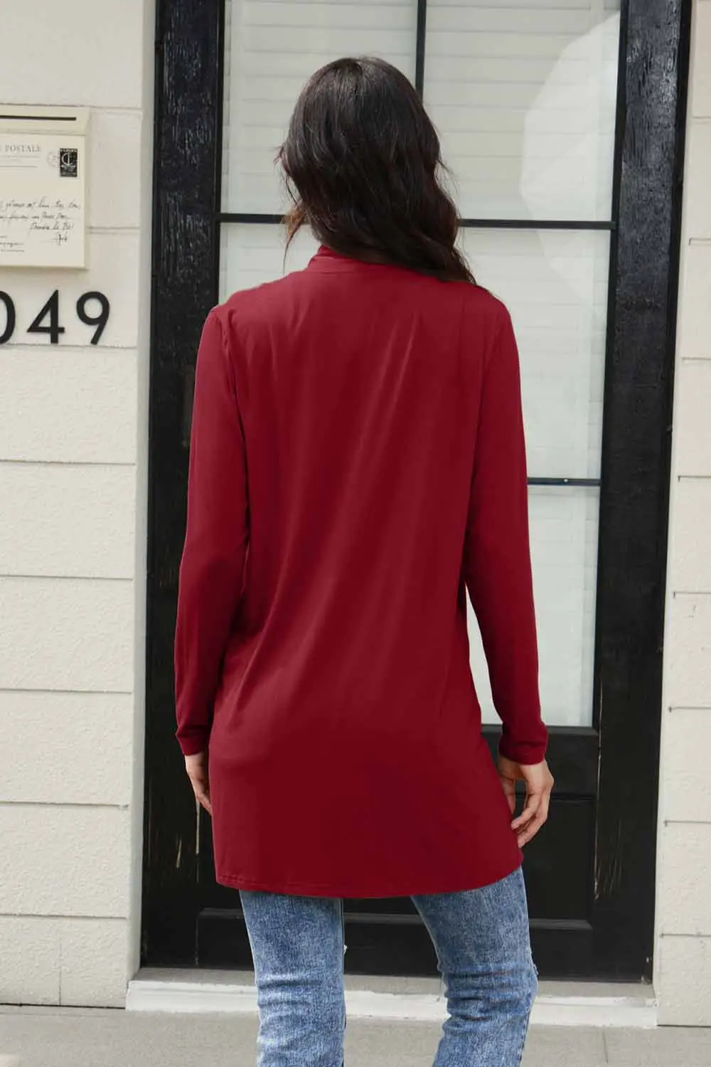 Full Size Open Front Long Sleeve Cardigan with Pockets, image 7
