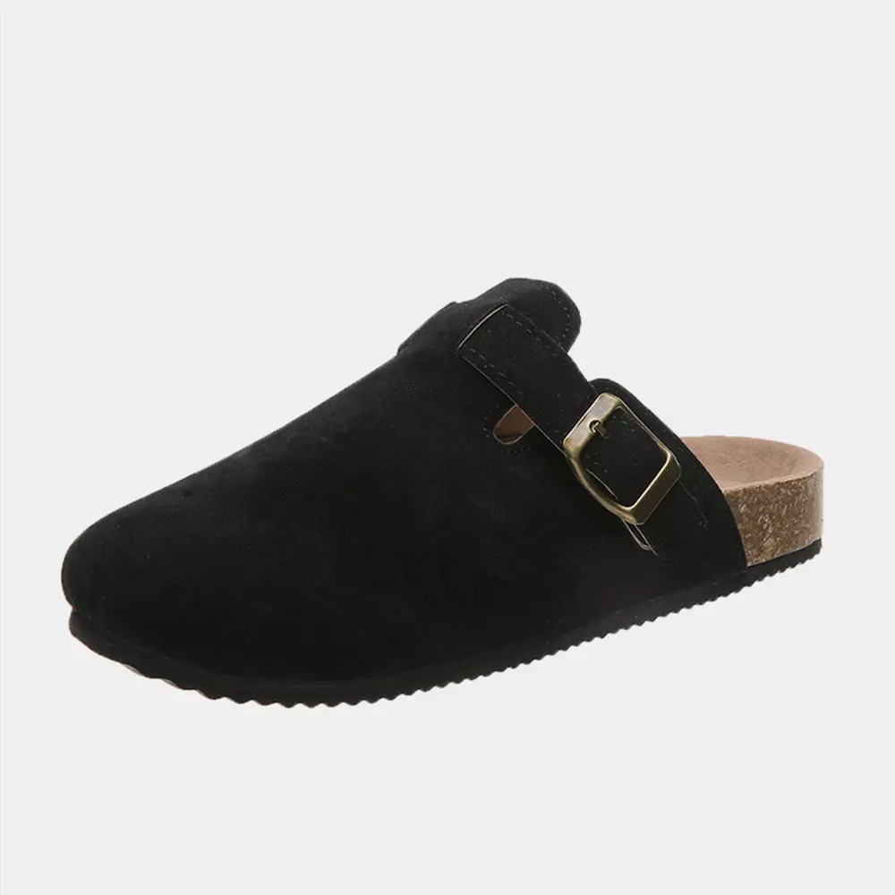 Suede Closed Toe Buckle Slide, image 2